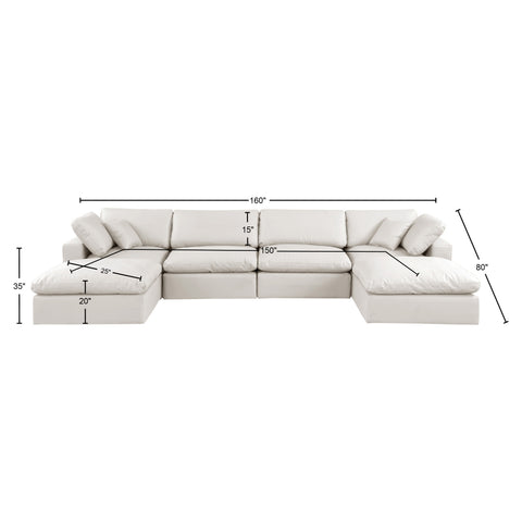Dolce Cream Faux Leather Modular Sectional Sec6B