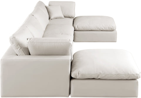 Dolce Cream Faux Leather Modular Sectional Sec6B