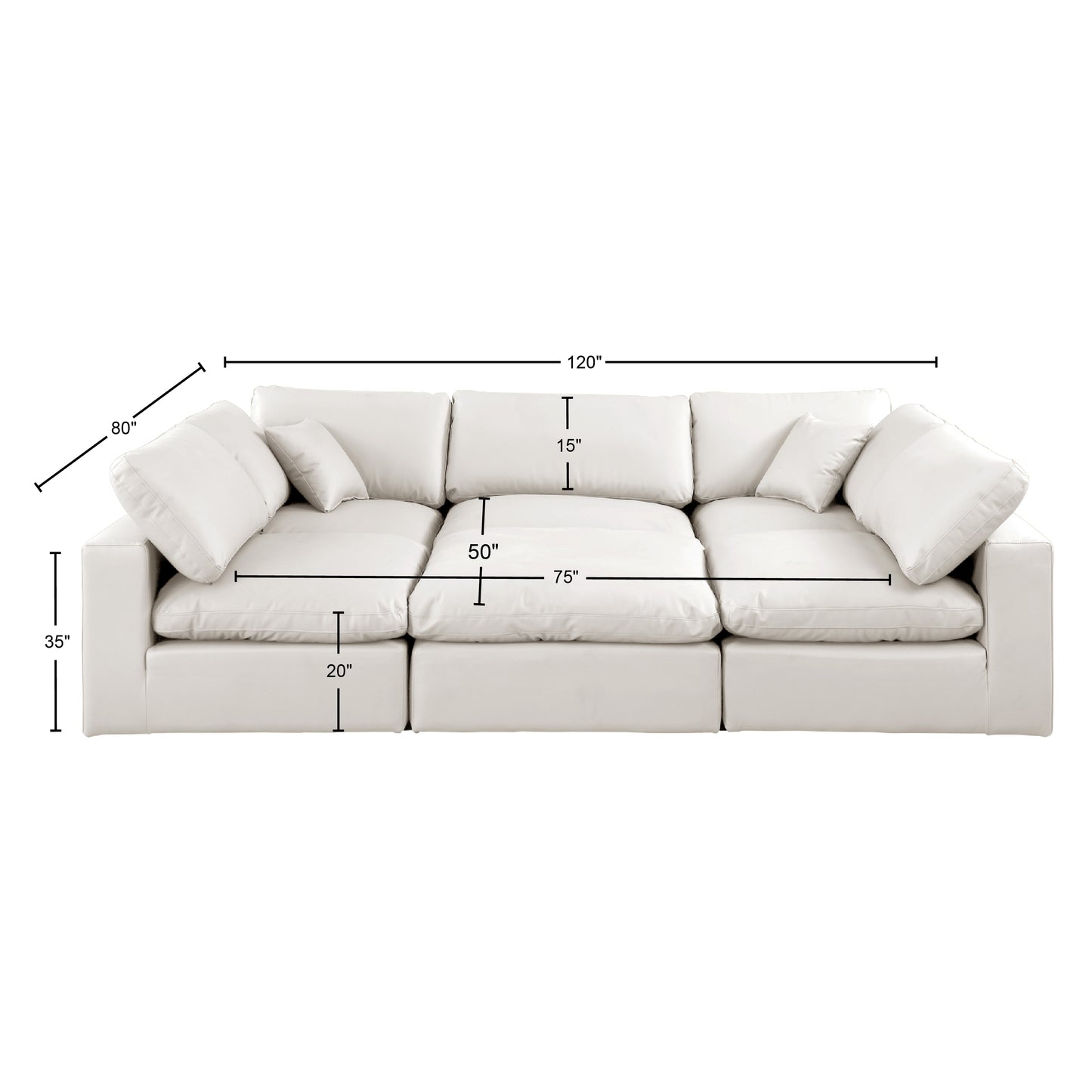 dolce cream faux leather modular sectional sec6c