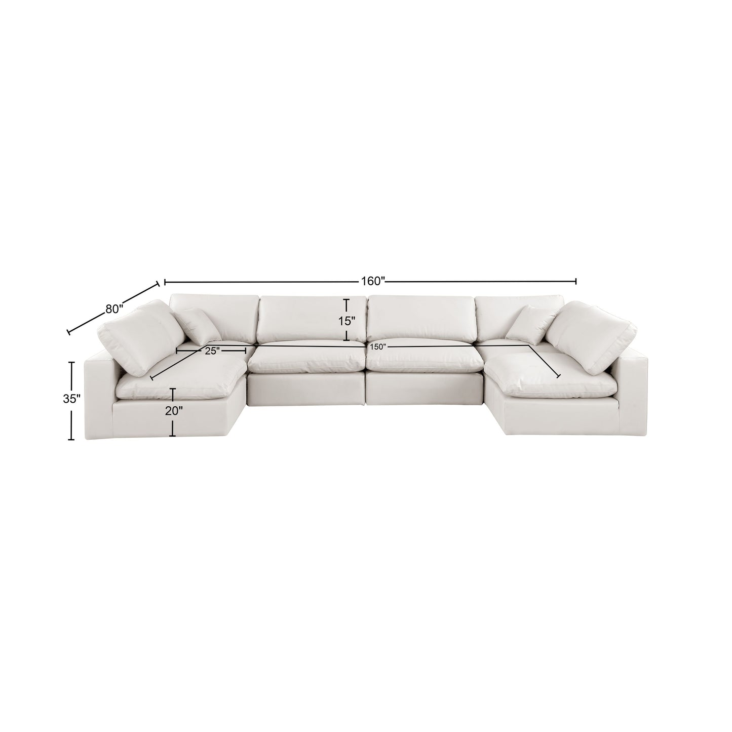 dolce cream faux leather modular sectional sec6d