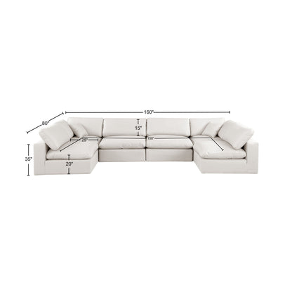 Dolce Cream Faux Leather Modular Sectional Sec6D