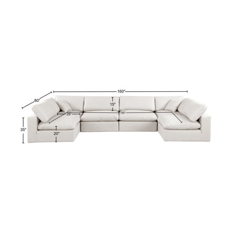 Dolce Cream Faux Leather Modular Sectional Sec6D