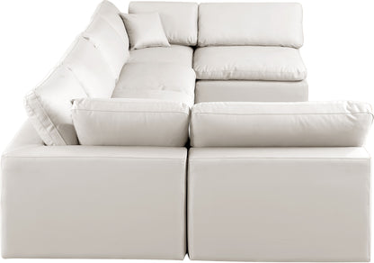 Dolce Cream Faux Leather Modular Sectional Sec6D