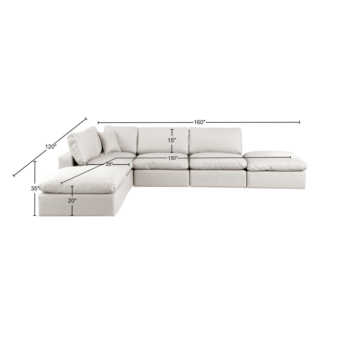 dolce cream faux leather modular sectional sec6e