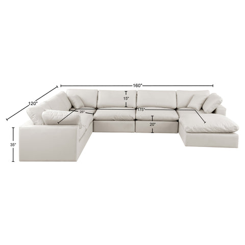 Dolce Cream Faux Leather Modular Sectional Sec7A