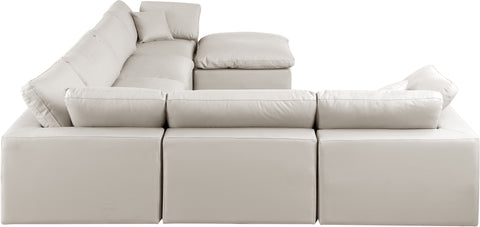 Dolce Cream Faux Leather Modular Sectional Sec7A