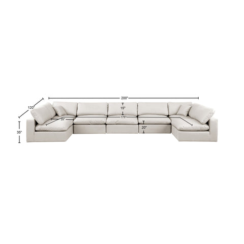 Dolce Cream Faux Leather Modular Sectional Sec7B