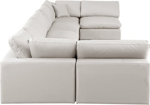 Dolce Cream Faux Leather Modular Sectional Sec7B