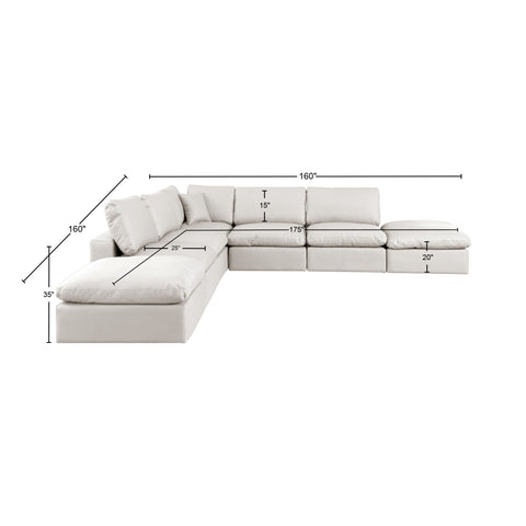 Dolce Cream Faux Leather Modular Sectional Sec7C