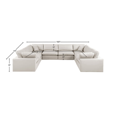 Dolce Cream Faux Leather Modular Sectional Sec8A