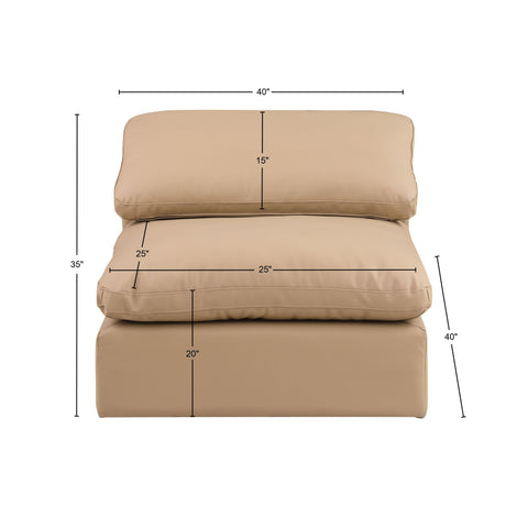Dolce Tan Faux Leather Modular Armless Chair Armless