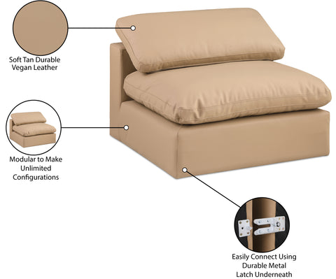 Farrah Tan Vegan Leather Upholstered Armless Chair, 1 Piece