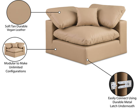 Farrah Tan Vegan Leather Upholstered Corner Chair, 1 Piece