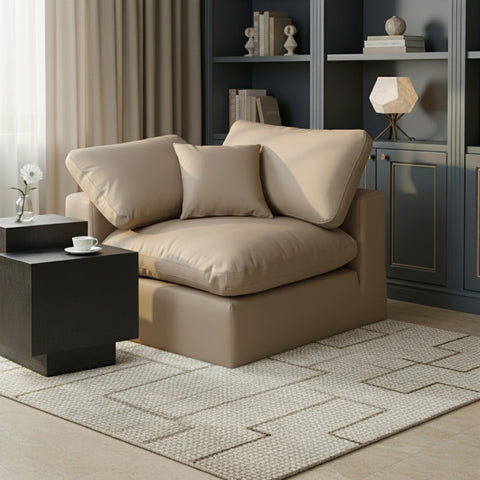 Farrah Tan Vegan Leather Upholstered Corner Chair, 1 Piece