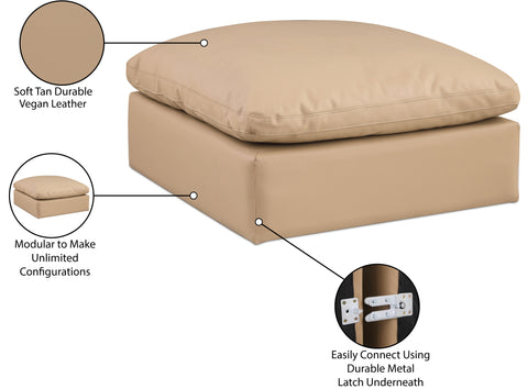Farrah Tan Vegan Leather Upholstered Ottoman, 1 Piece