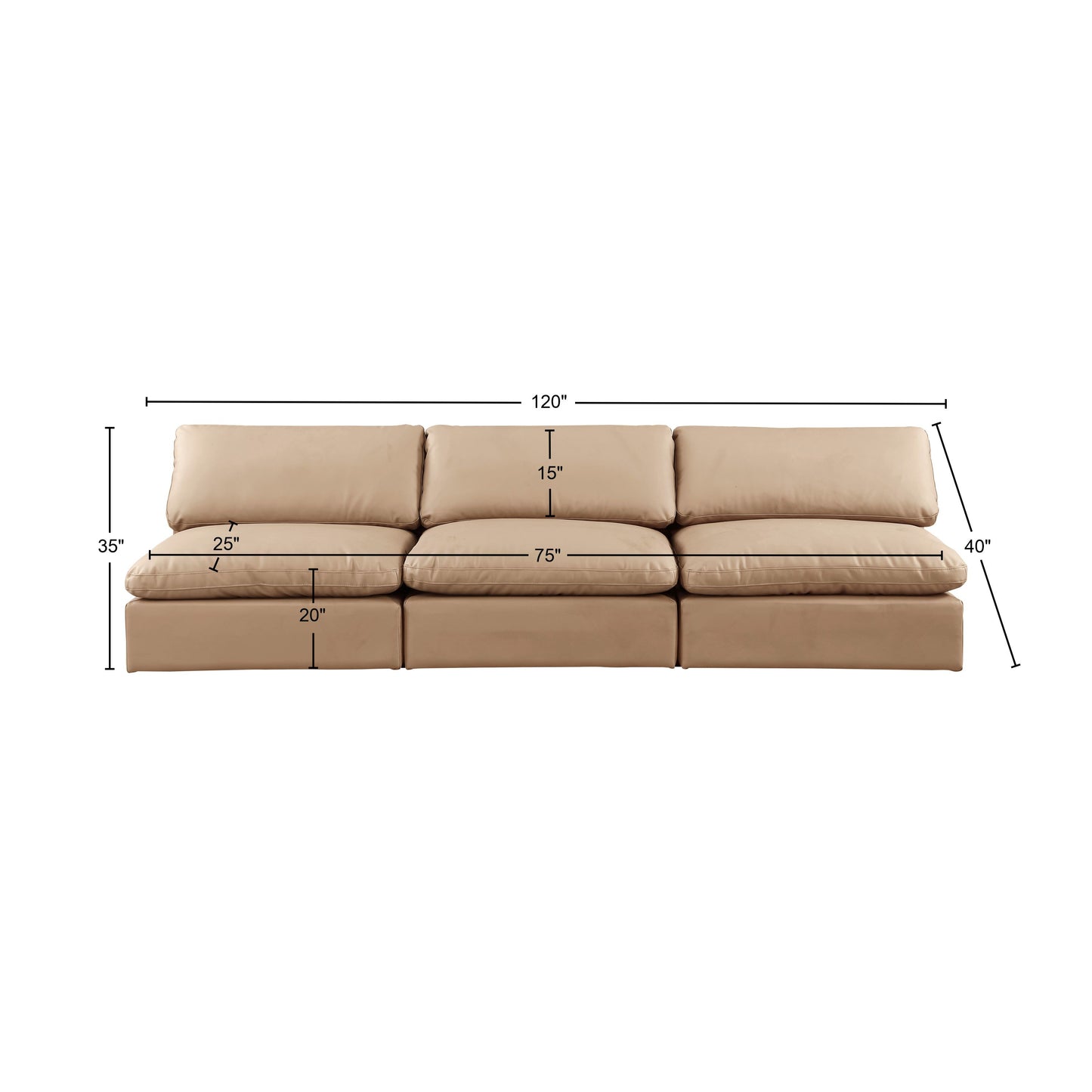 dolce tan faux leather modular sofa s117