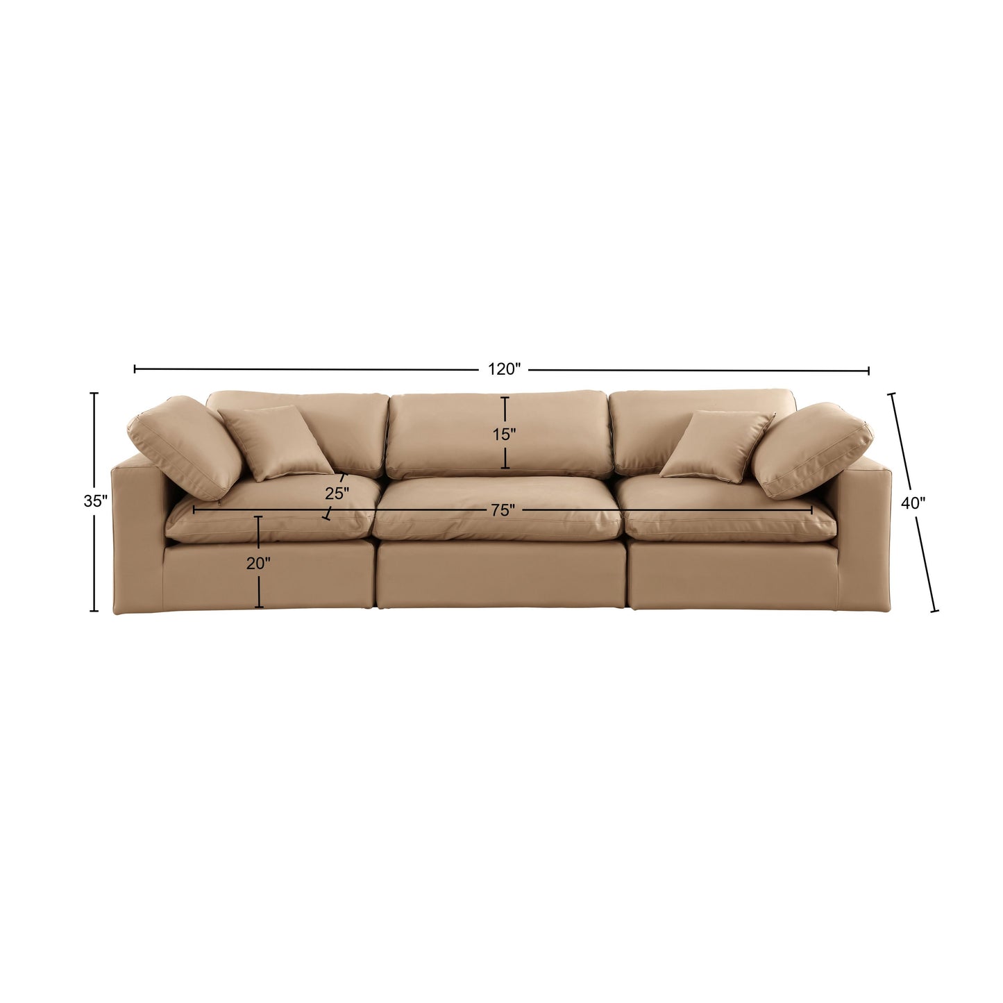 dolce tan faux leather modular sofa s119