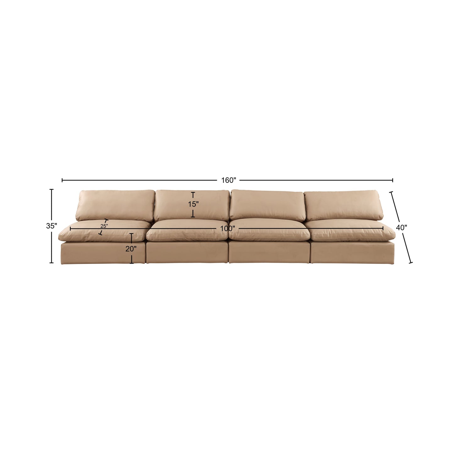 dolce tan faux leather modular sofa s156