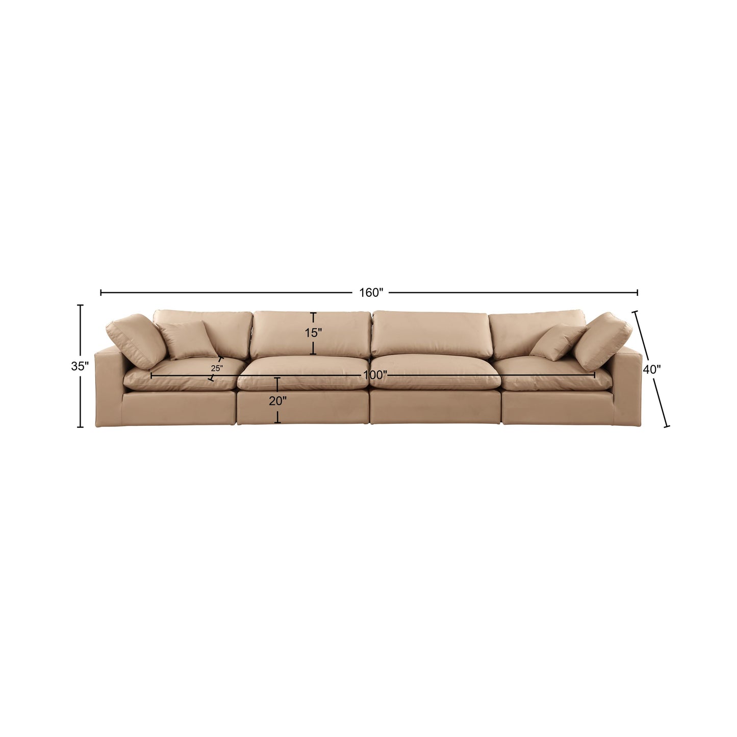 dolce tan faux leather modular sofa s158