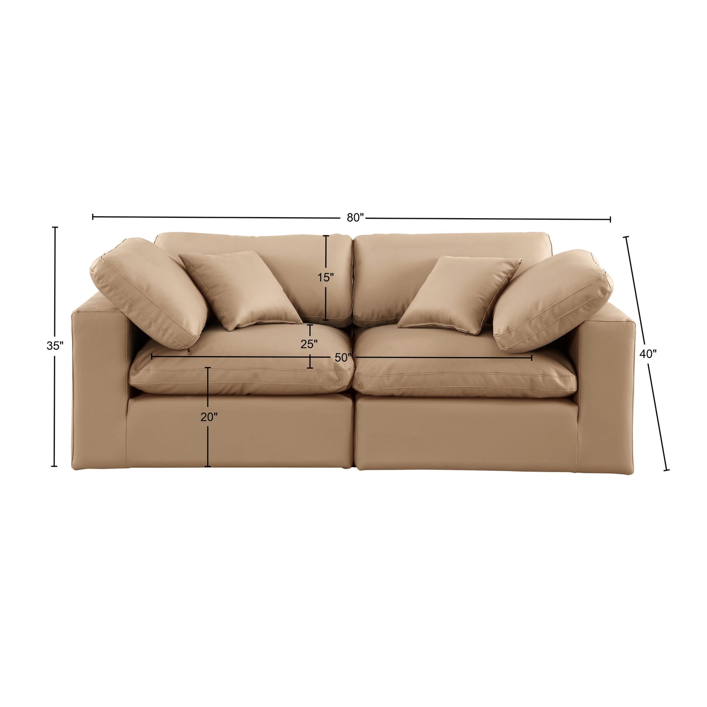 dolce tan faux leather modular sofa s80