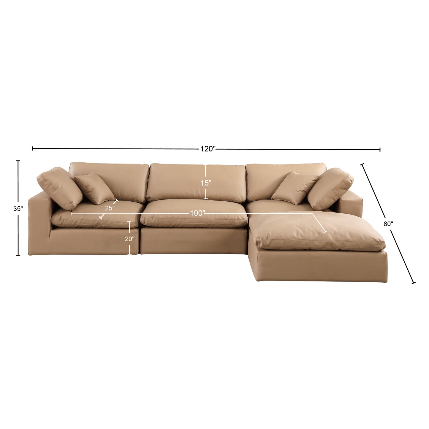 dolce tan faux leather modular sectional sec4a