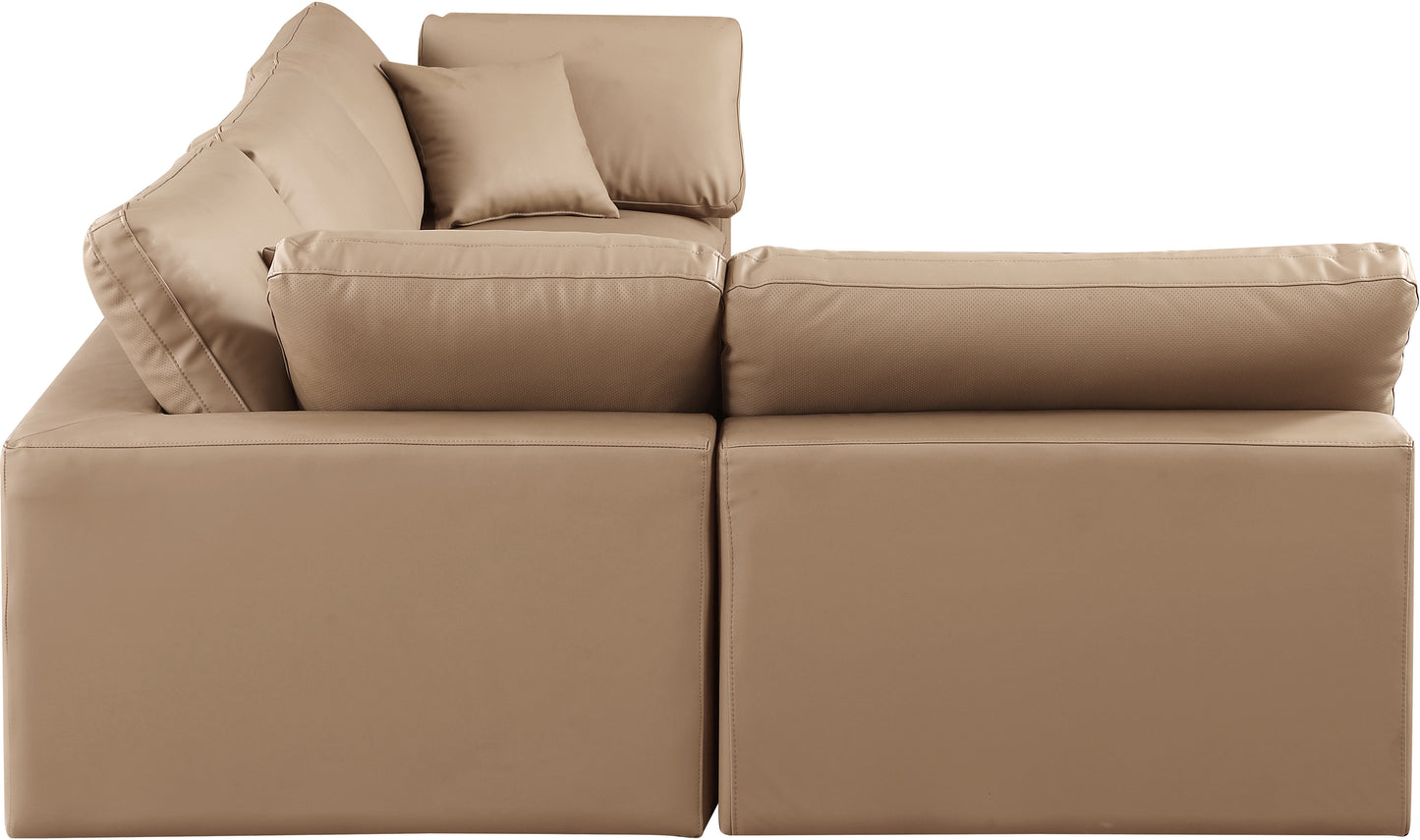 dolce tan faux leather modular sectional sec4b