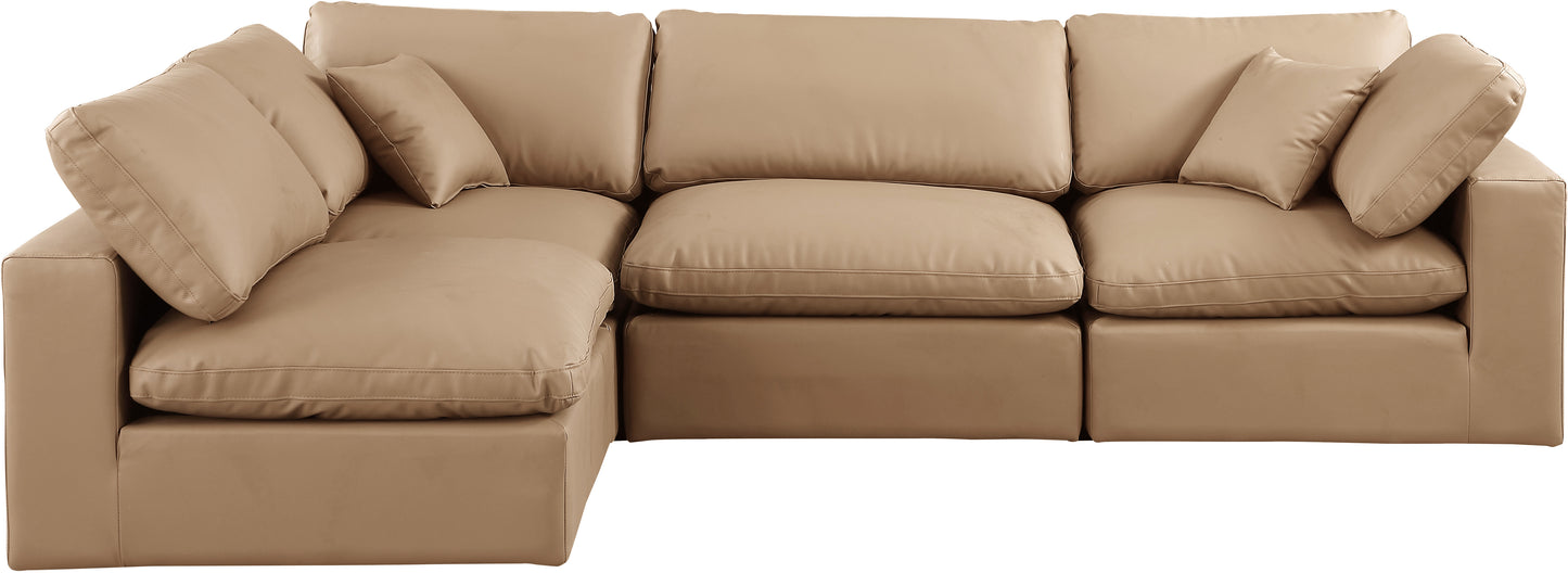 dolce tan faux leather modular sectional sec4b