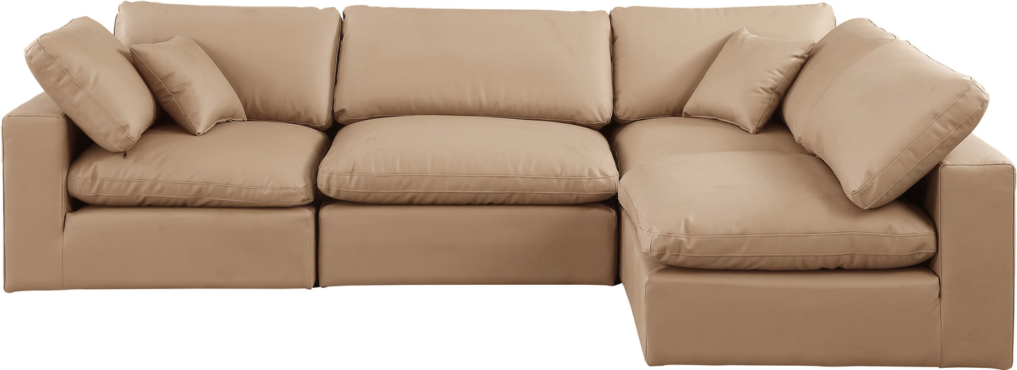 dolce tan faux leather modular sectional sec4b