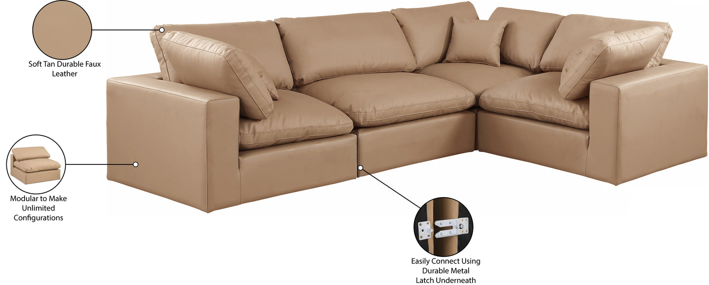 asher tan vegan leather modular sectional