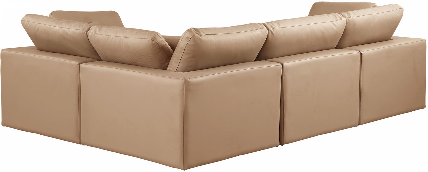 asher tan vegan leather modular sectional