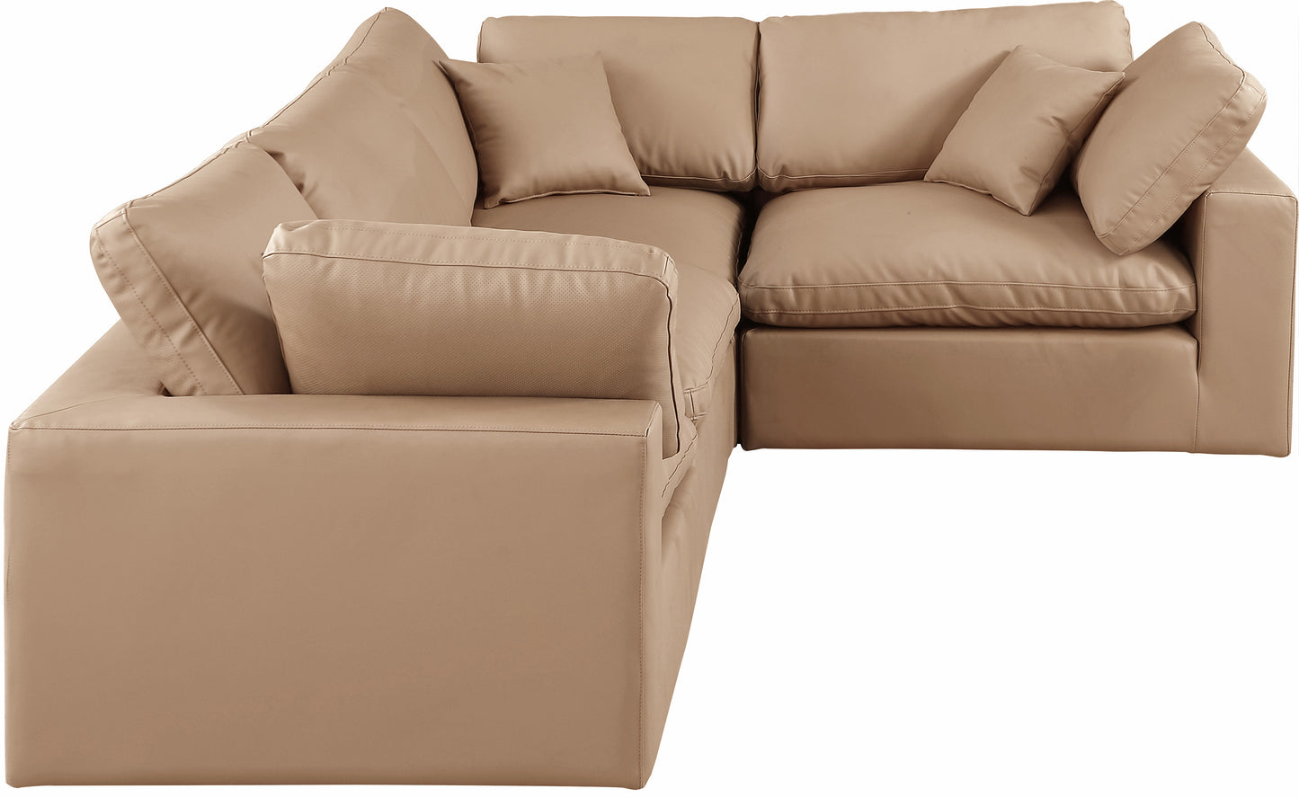 asher tan vegan leather modular sectional