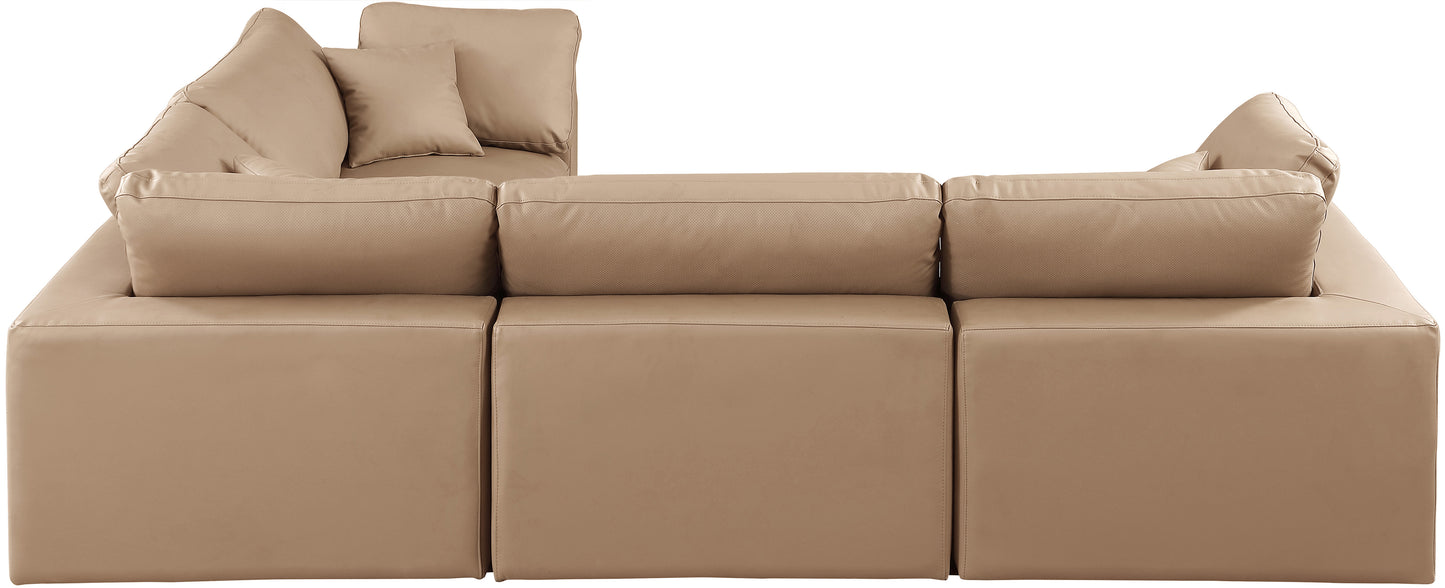 asher tan vegan leather modular sectional