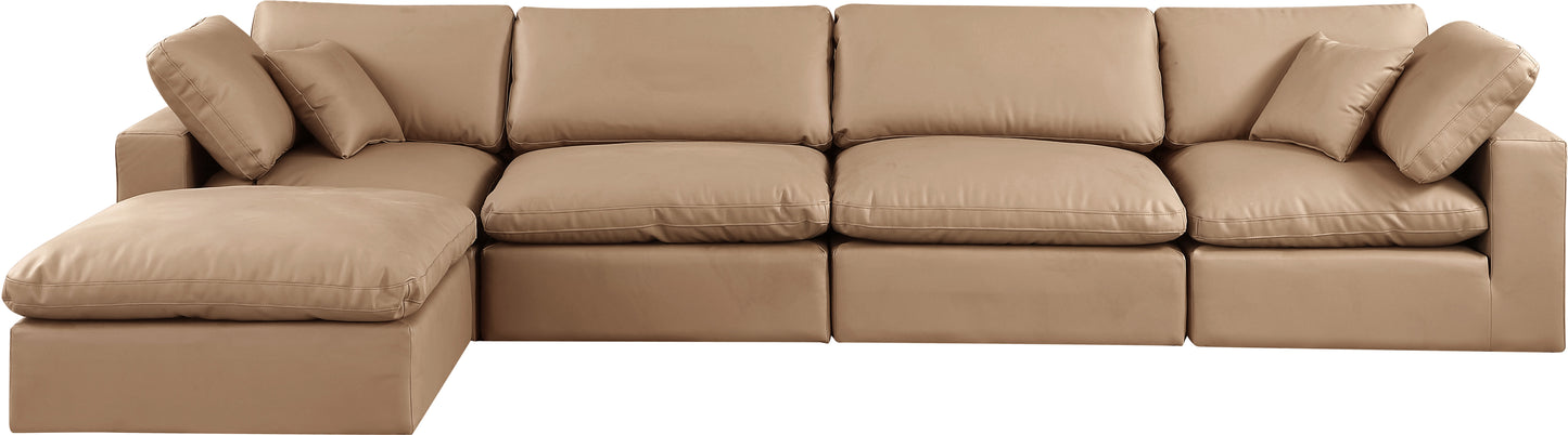 dolce tan faux leather modular sectional sec5a