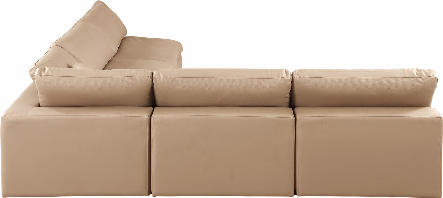 dolce tan faux leather modular sectional sec5b