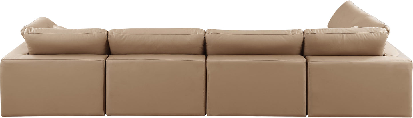 dolce tan faux leather modular sectional sec5d