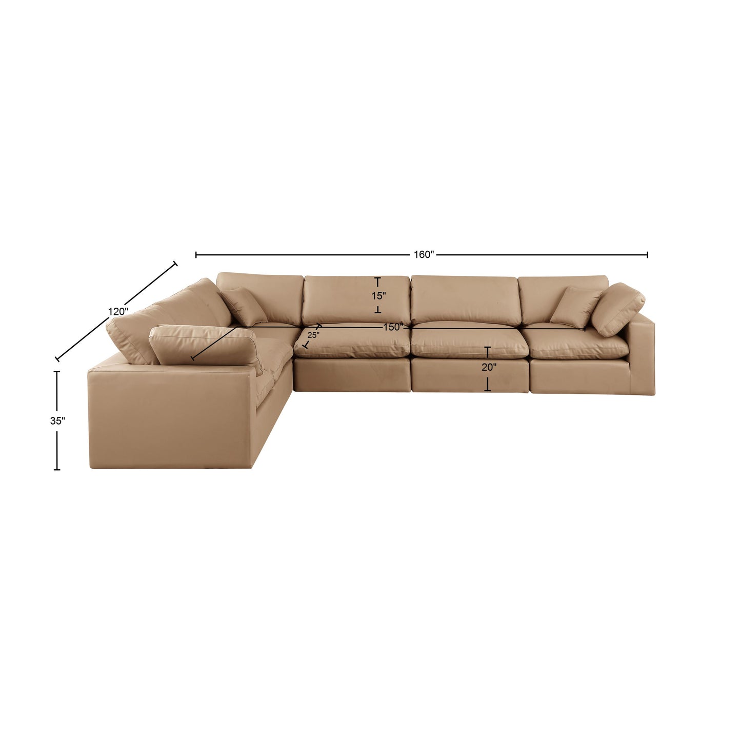 dolce tan faux leather modular sectional sec6a