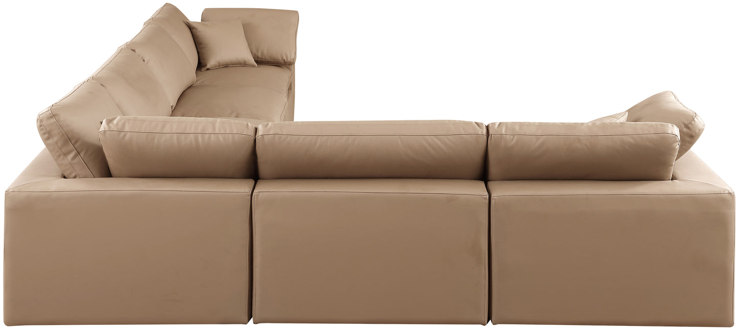 dolce tan faux leather modular sectional sec6a