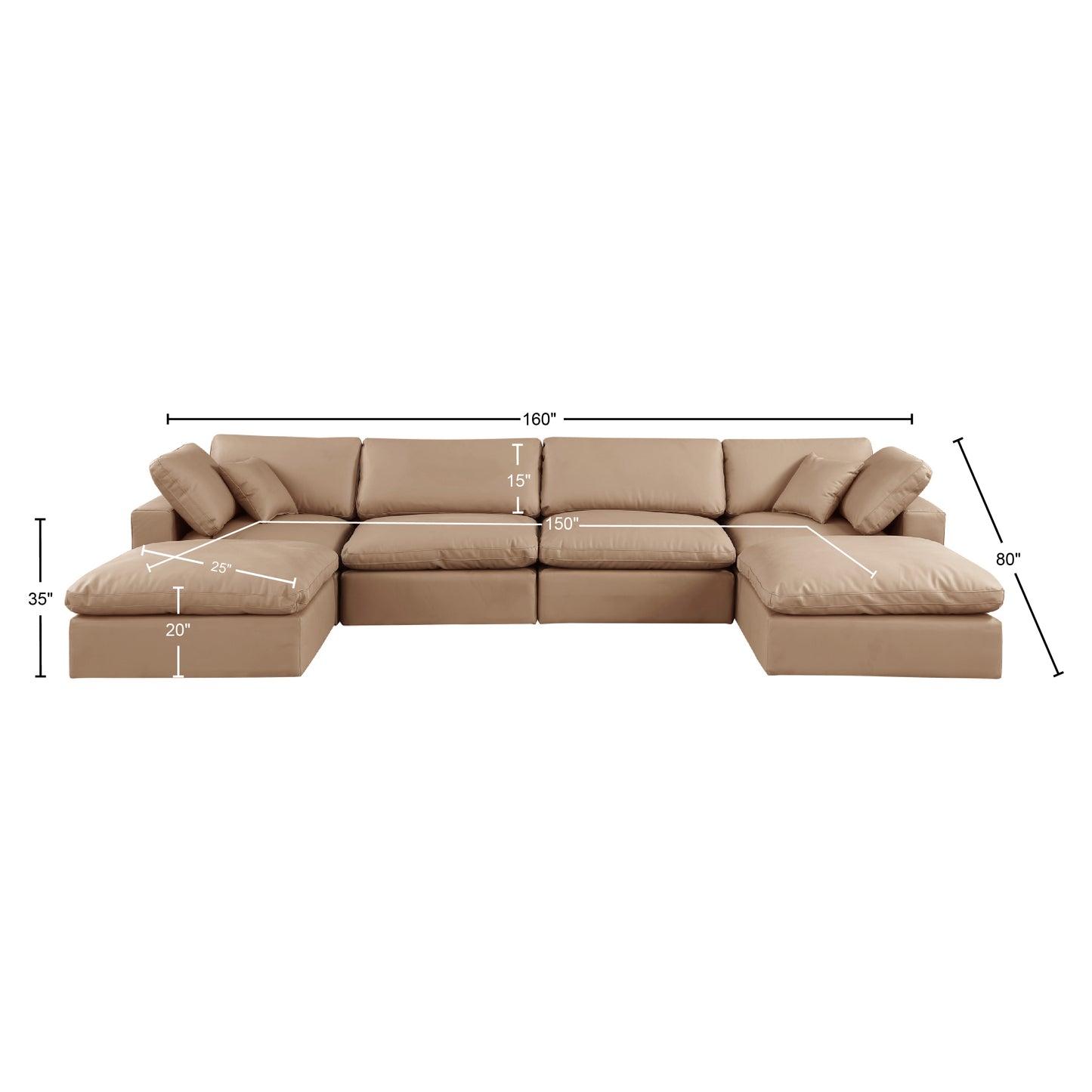 dolce tan faux leather modular sectional sec6b