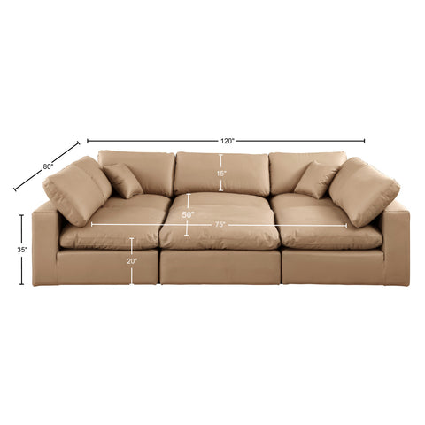 Dolce Tan Faux Leather Modular Sectional Sec6C