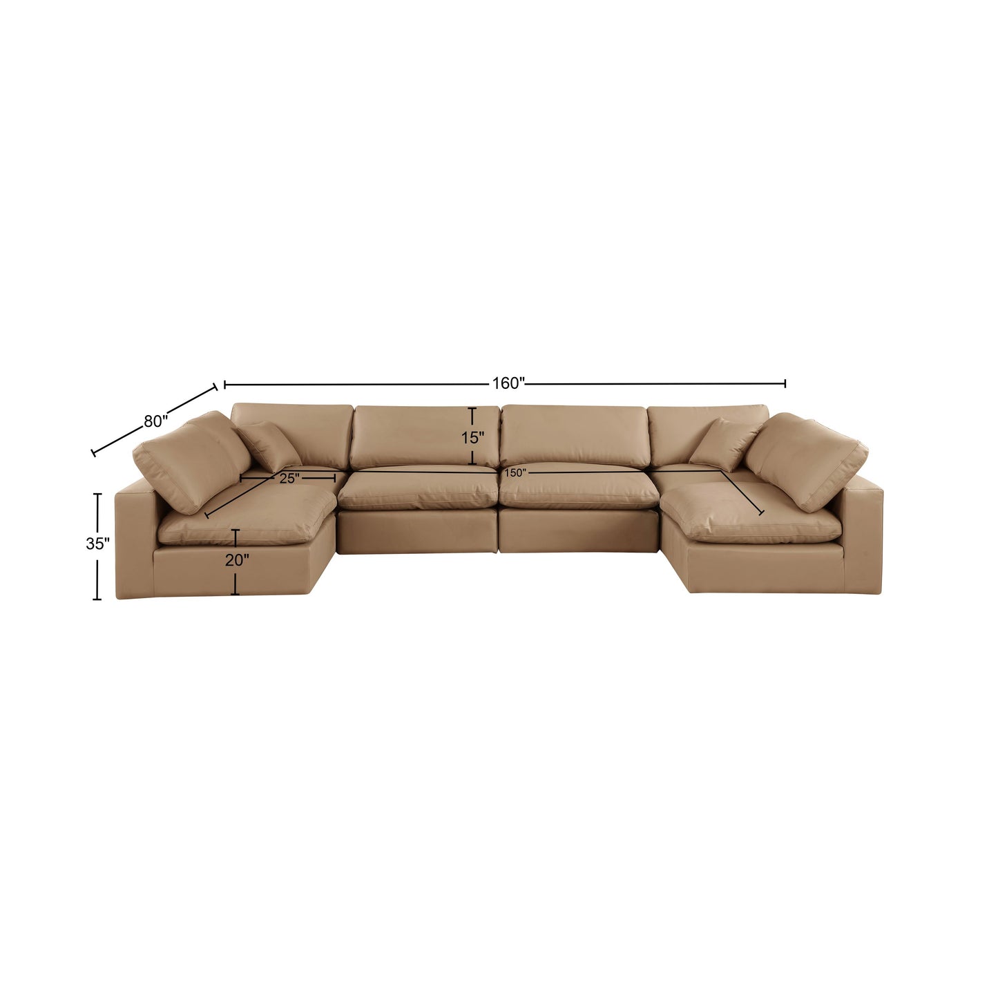 dolce tan faux leather modular sectional sec6d