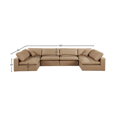 Dolce Tan Faux Leather Modular Sectional Sec6D