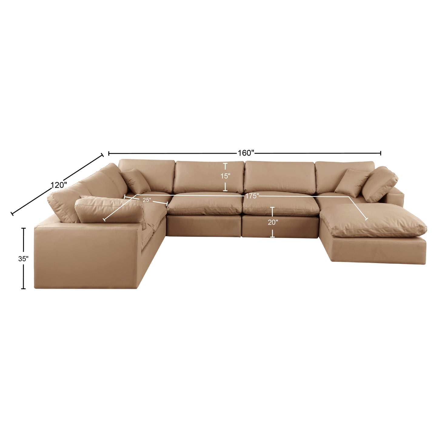 dolce tan faux leather modular sectional sec7a