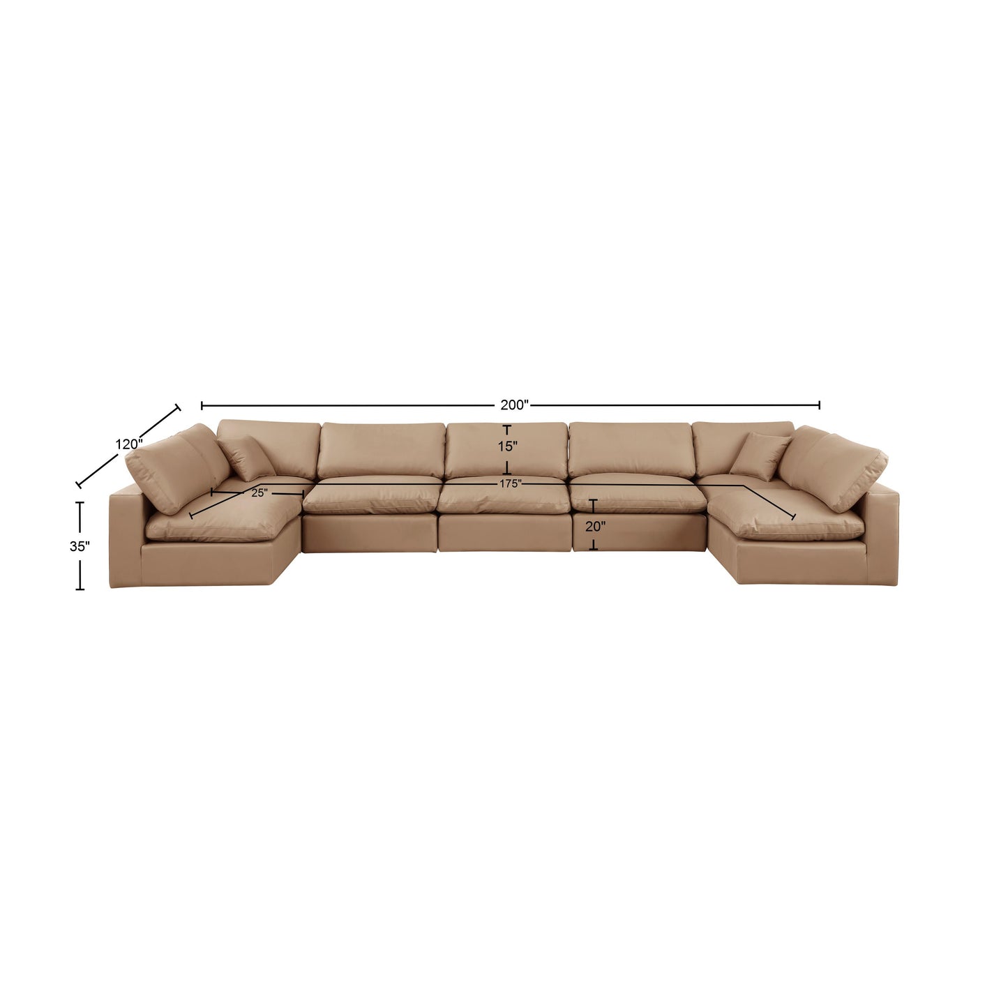 dolce tan faux leather modular sectional sec7b