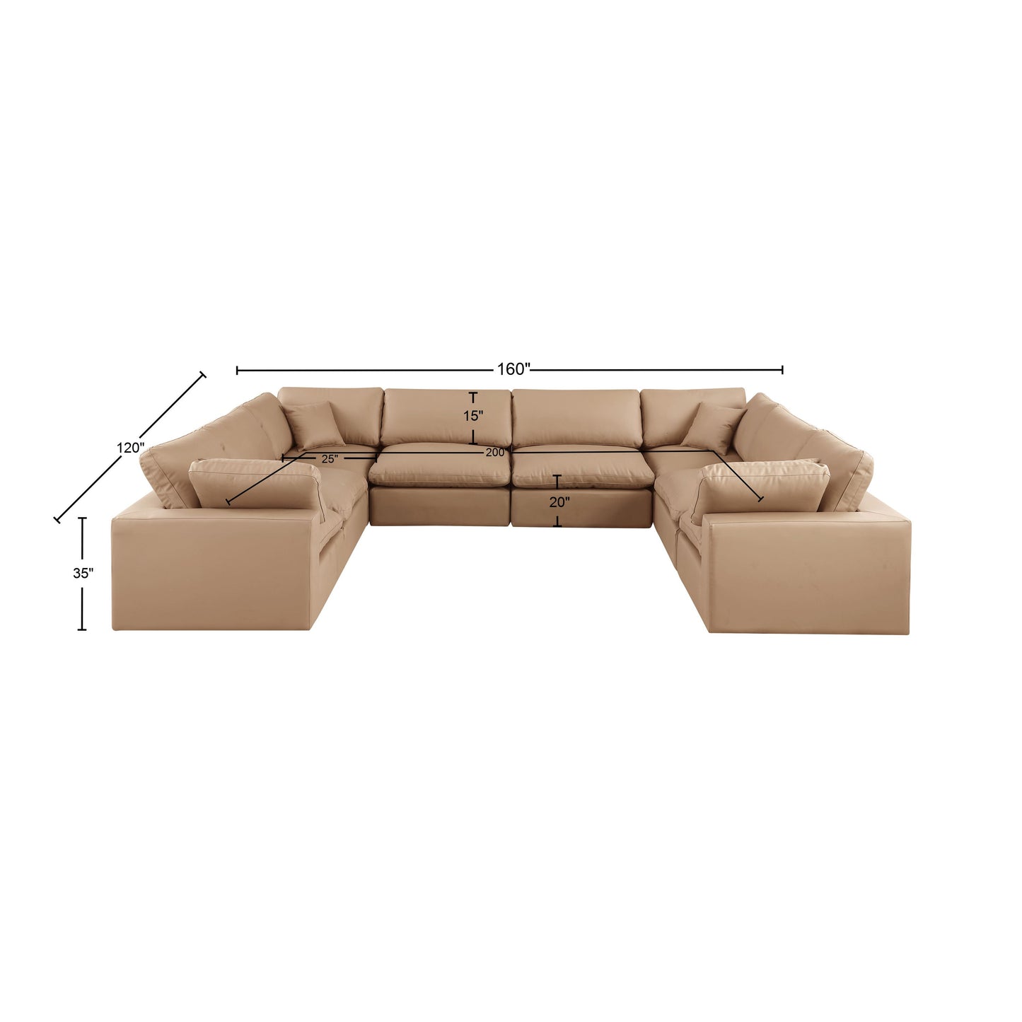 dolce tan faux leather modular sectional sec8a