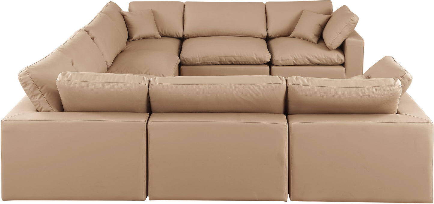 dolce tan faux leather modular sectional sec8a