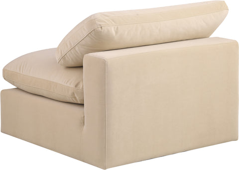 Dolce Beige Velvet Modular Armless Chair Armless