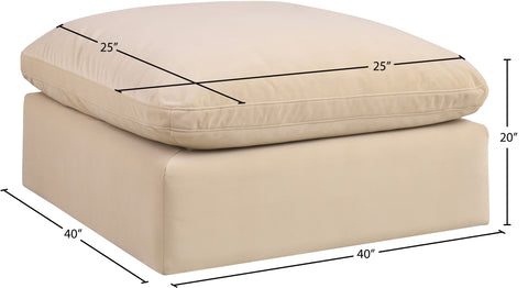 Farrah Beige Velvet Upholstered Ottoman, 1 Piece