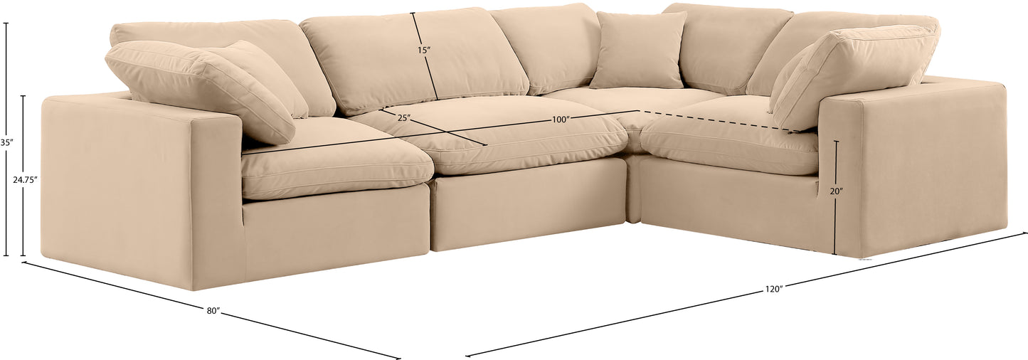 asher beige velvet modular sectional