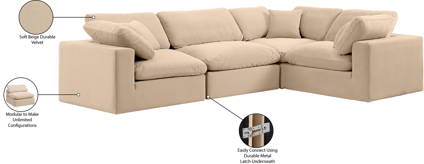 asher beige velvet modular sectional