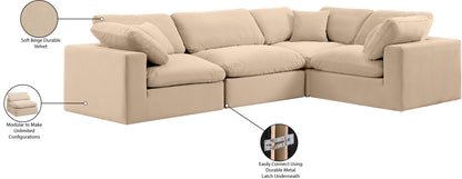 Asher Beige Velvet Modular Sectional